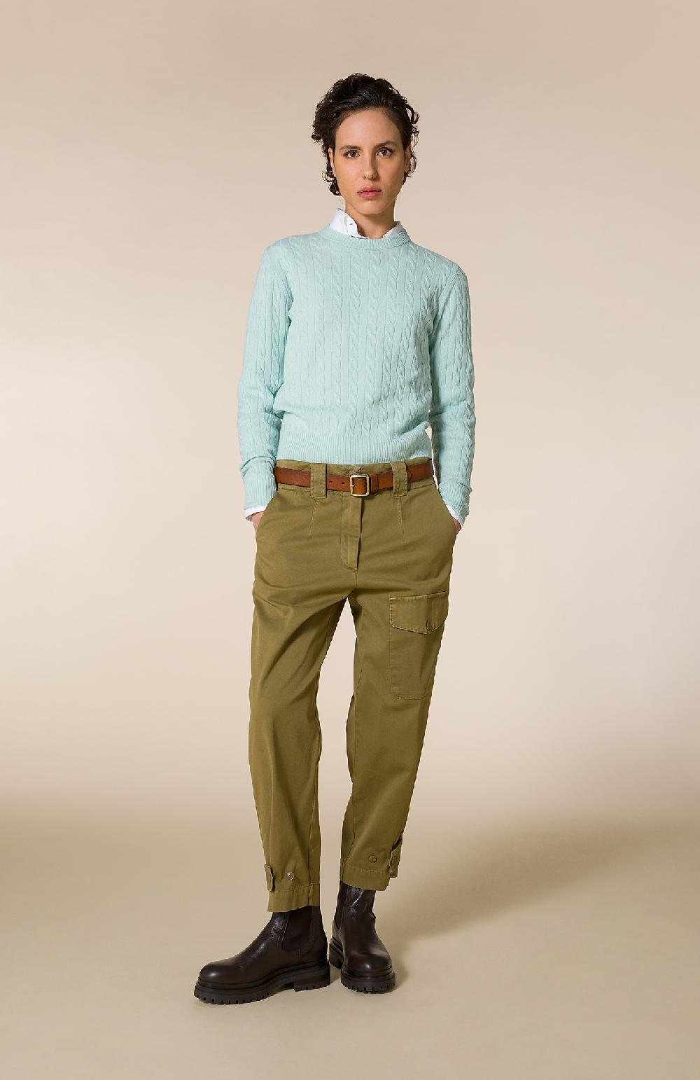 Seventy Maglione slim fit girocollo a trecce - Col. Verde Fino Al -60%