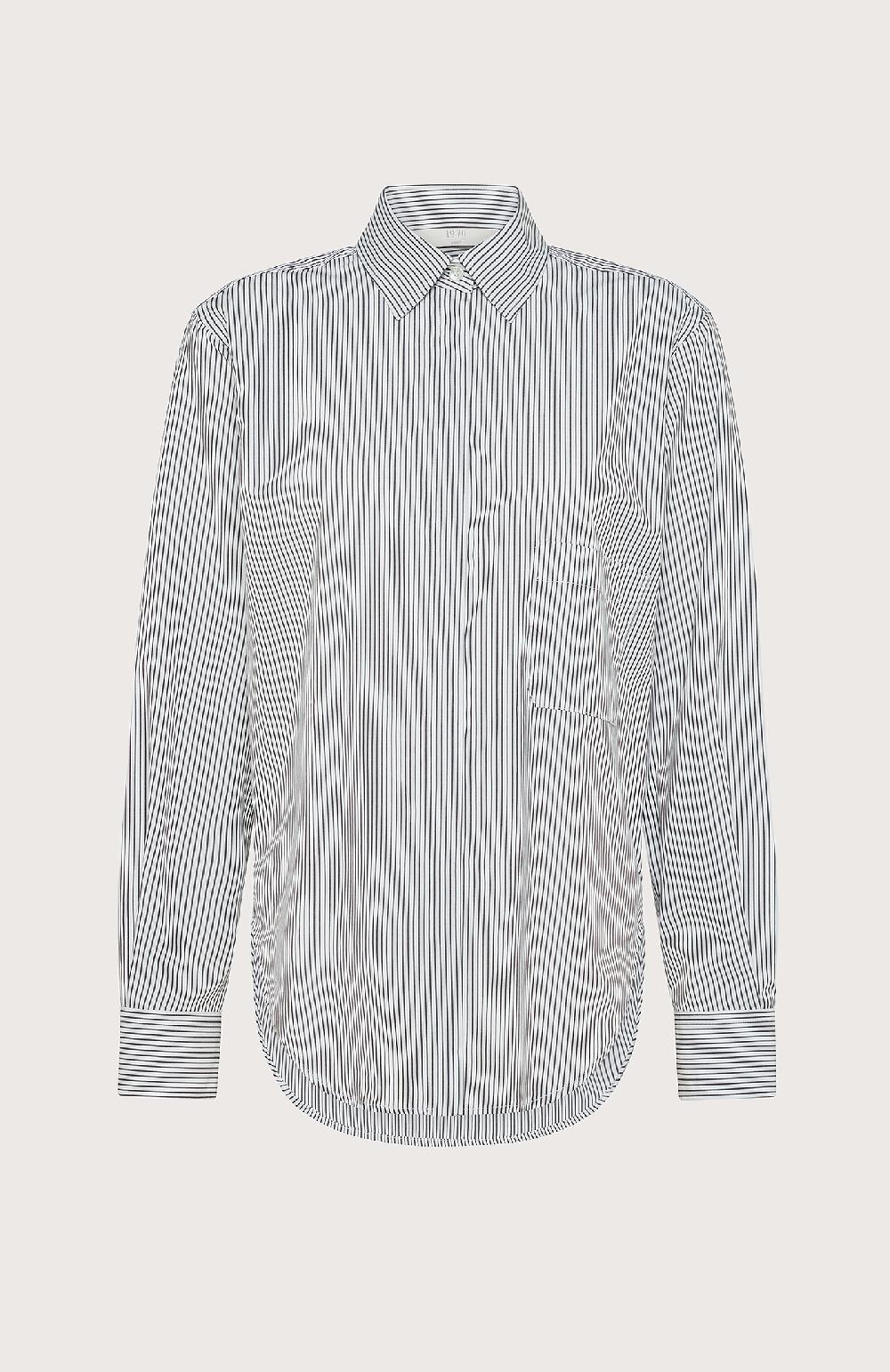 Seventy Camicia in cotone a righe - Col. Nero Prezzo Ridotto