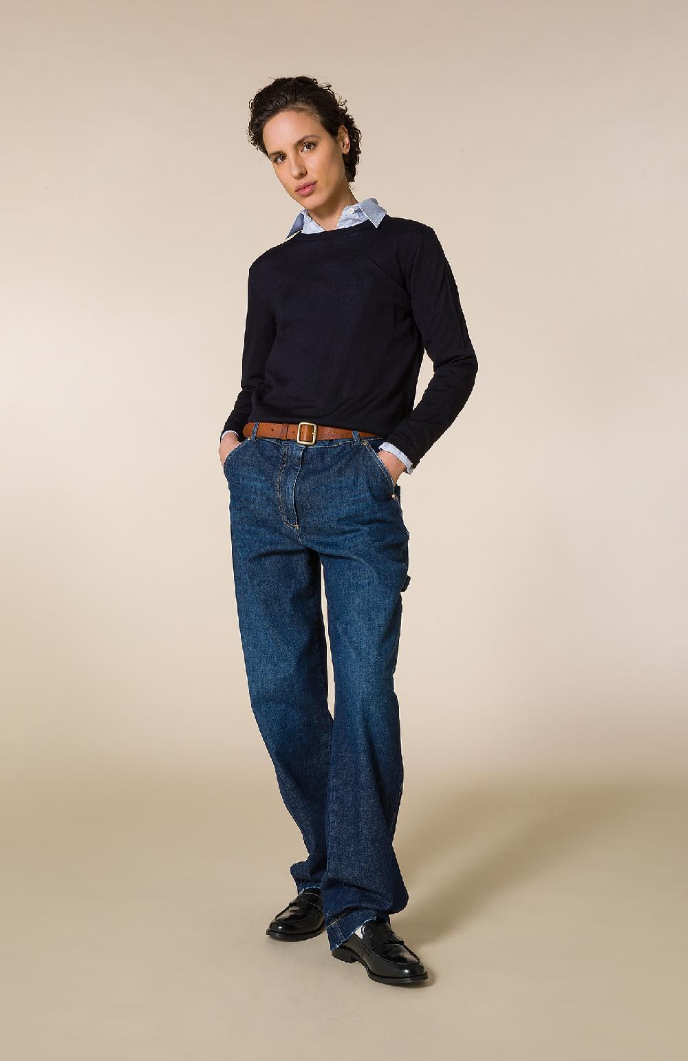 Seventy Maglioncino girocollo in lana merinos f.19 - Col. Blu Convenienza
