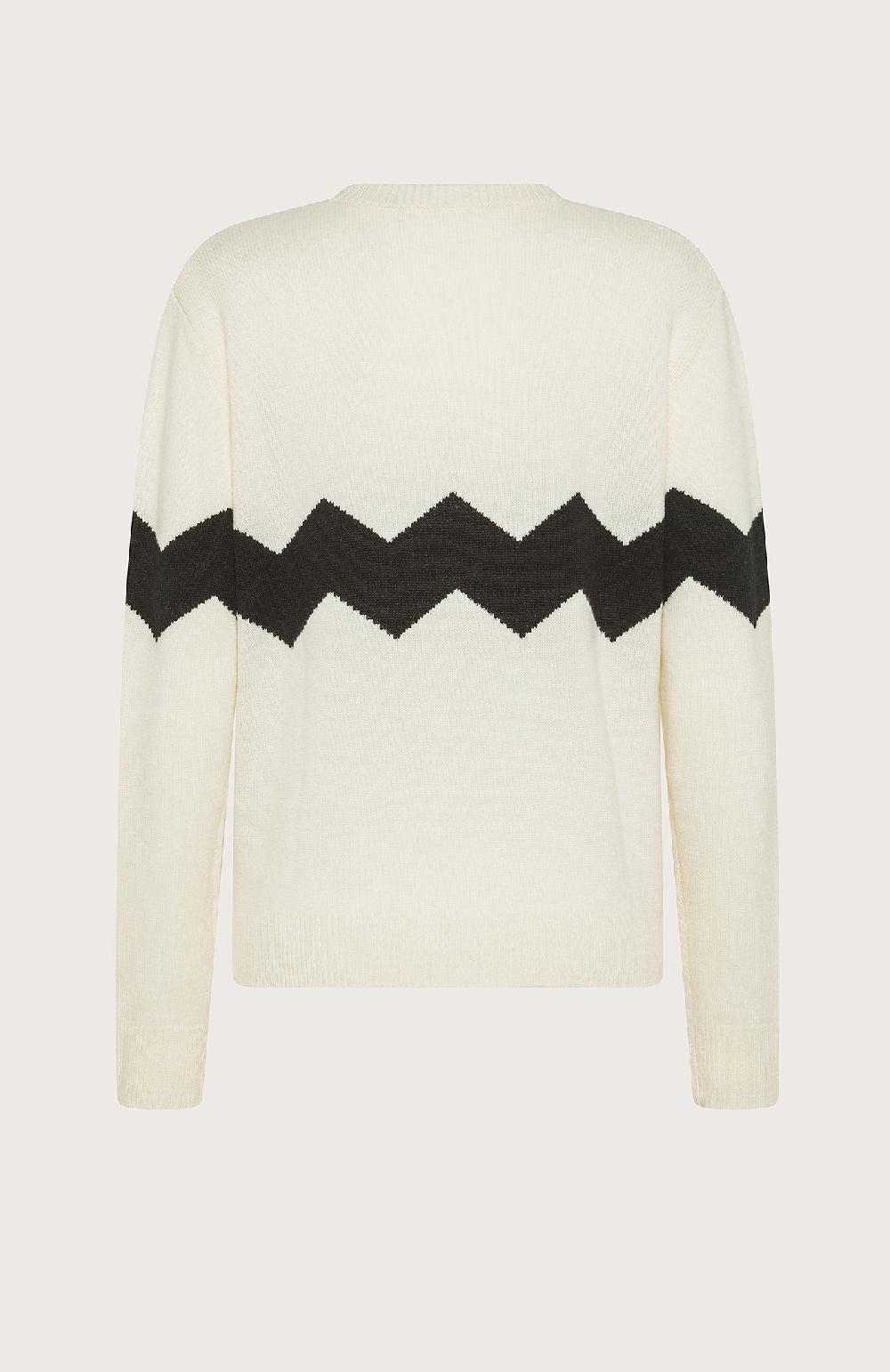 Seventy Maglione girocollo misto lana con intarsio a zig zag - Col. Neutro Outlet