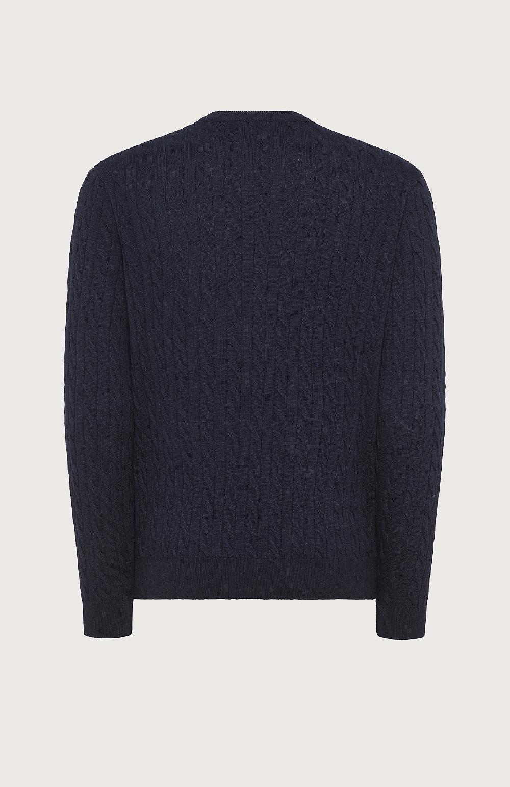Seventy Maglione girocollo a trecce e coste - Col. Blu Soddisfazione Garantita