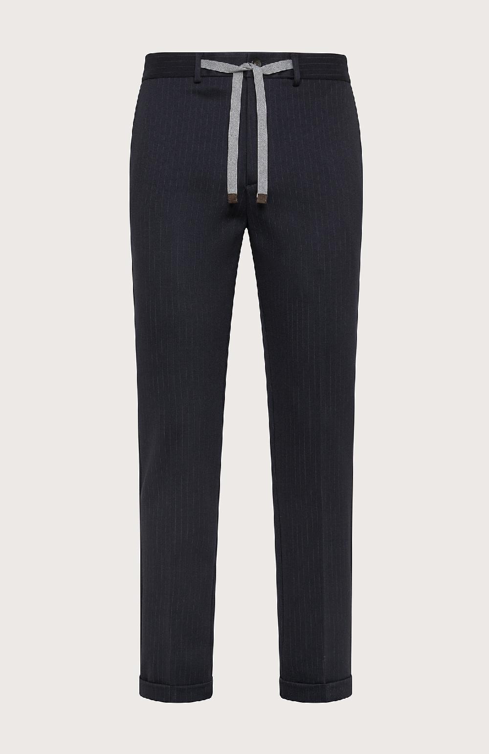 Seventy Pantalone con coulisse in punto stoffa gessato - Col. Blu Promozione Limitata