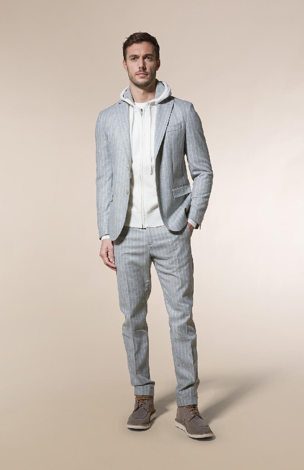 Seventy Pantalone chino in gessato cardato misto lana - Col. Grigio Affare Del Giorno