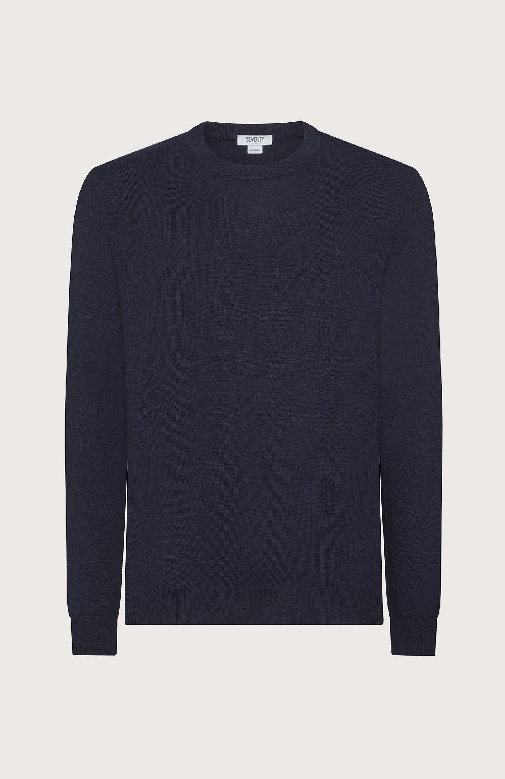 Seventy Maglia girocollo in rasato - Col. Blu Outlet