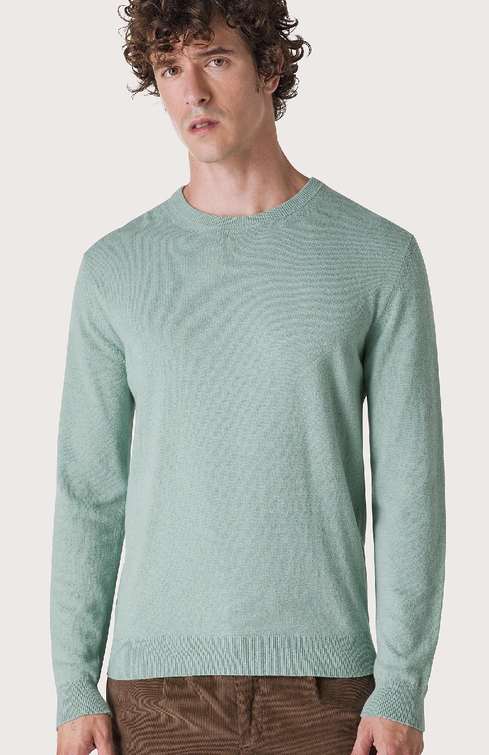 Seventy Maglia girocollo in rasato - Col. Verde Vendita Economica