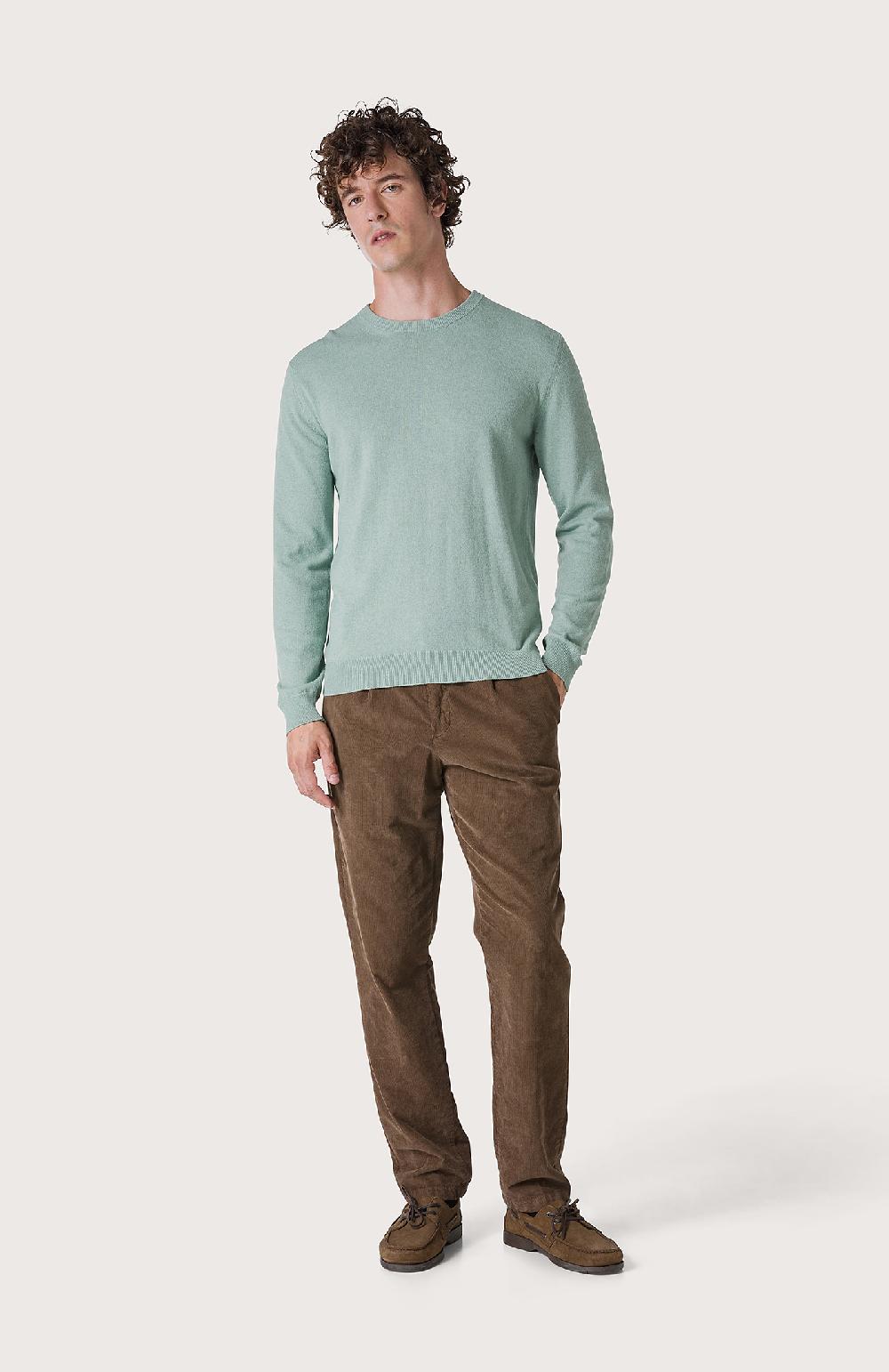 Seventy Maglia girocollo in rasato - Col. Verde Vendita Economica