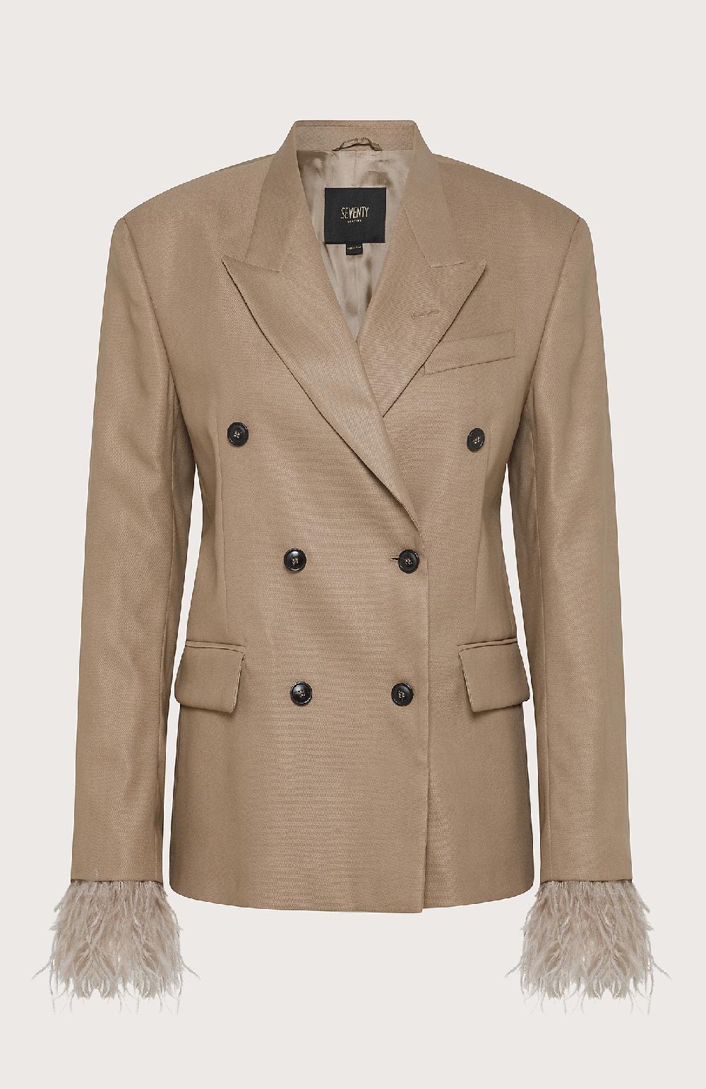 Seventy Giacca doppiopetto con piume - Col. Neutro Officina