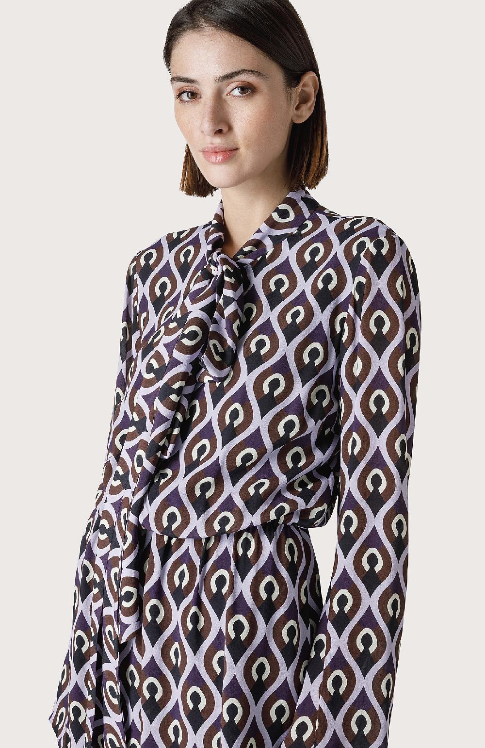 Seventy Mini abito con collo annodato - Col. Viola Outlet