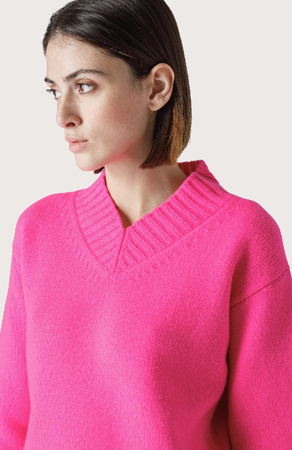 Seventy Maglione con miniscollo a V - Col. Rosa Saldi