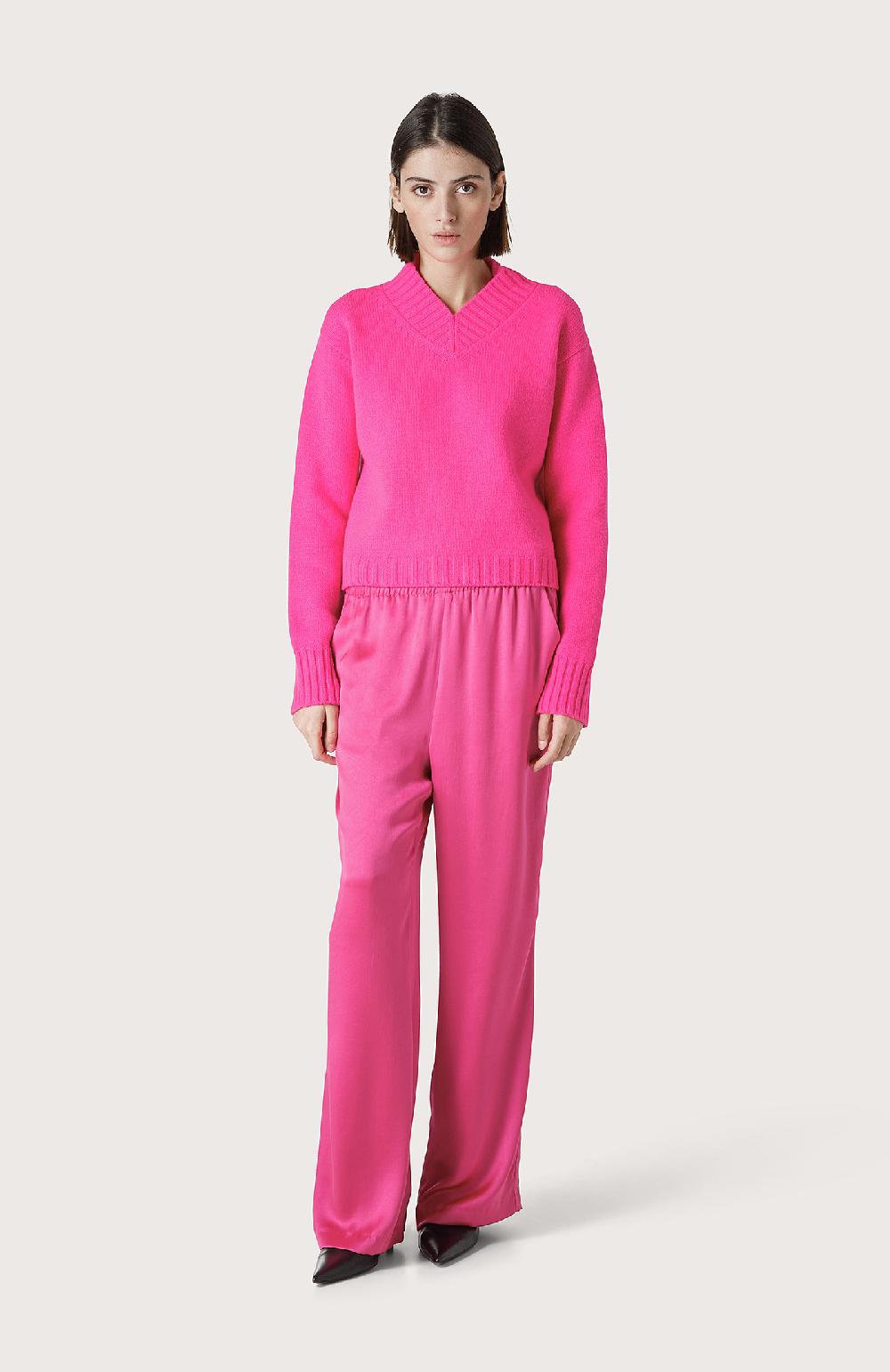Seventy Maglione con miniscollo a V - Col. Rosa Saldi