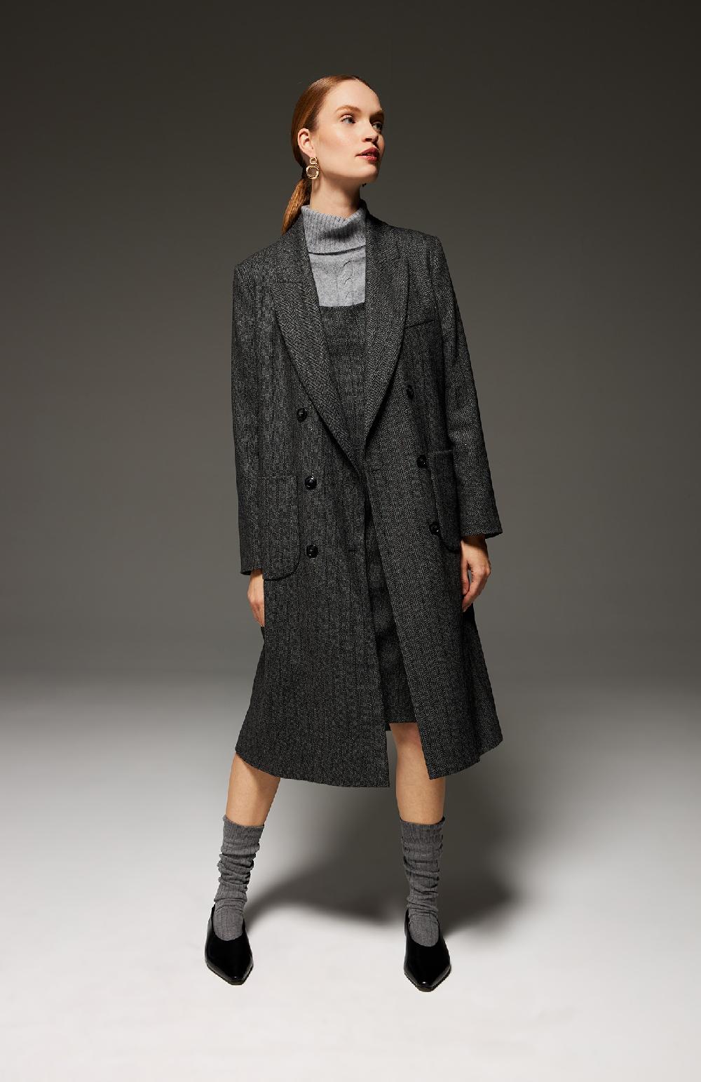 Seventy Cappotto doppiopetto in misto lana gessata lurex - Col. Grigio Offerta