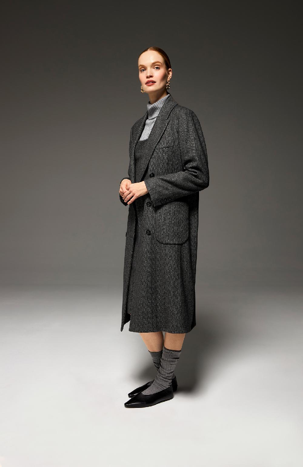 Seventy Cappotto doppiopetto in misto lana gessata lurex - Col. Grigio Offerta