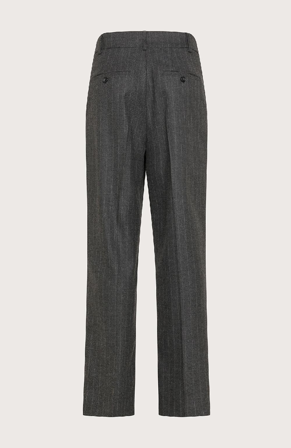 Seventy Pantalone lungo dritto con pinces in flanella gessata - Col. Grigio Outlet