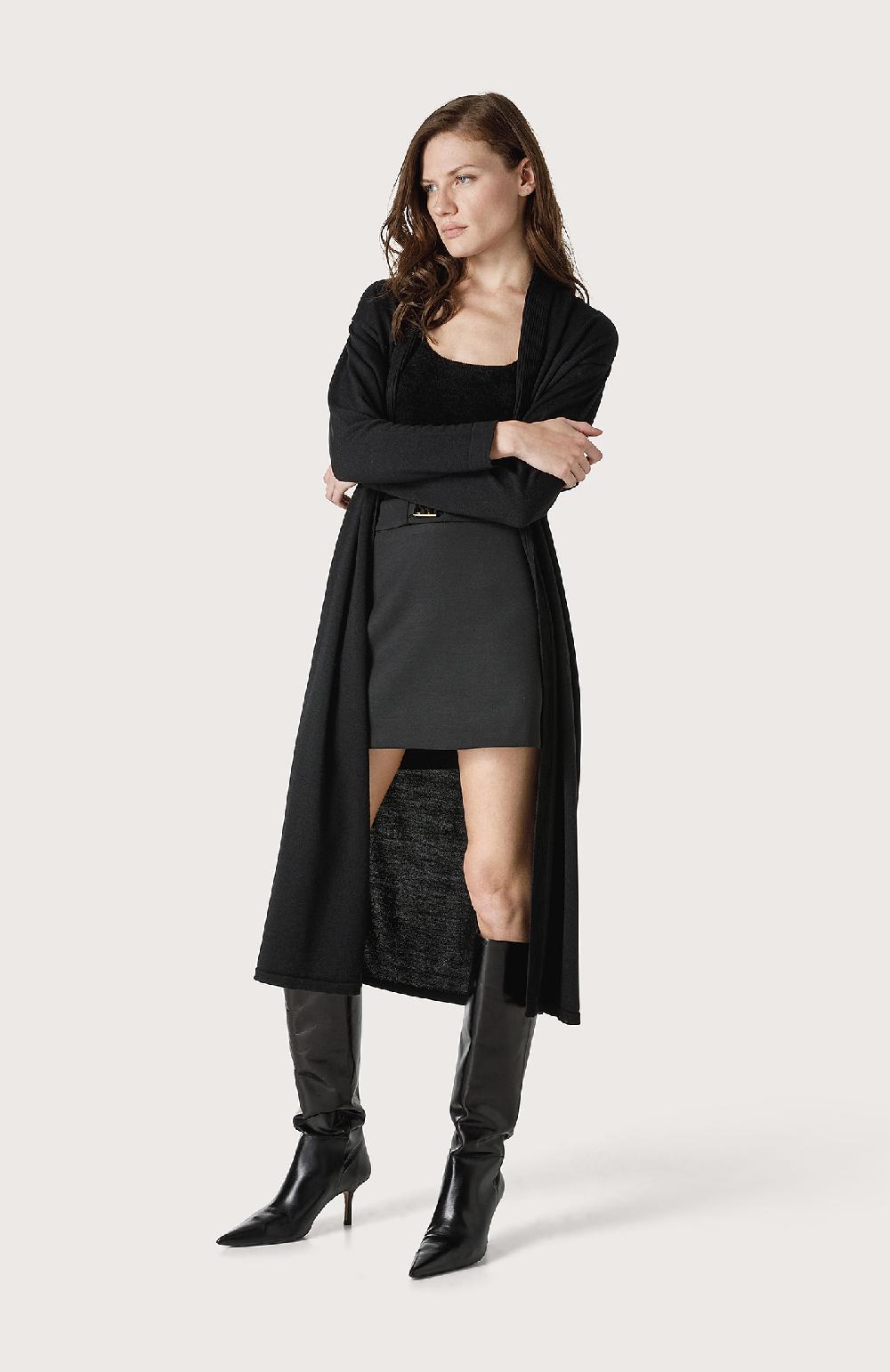 Seventy Maxi cardigan con cintura - Col. Nero Economico