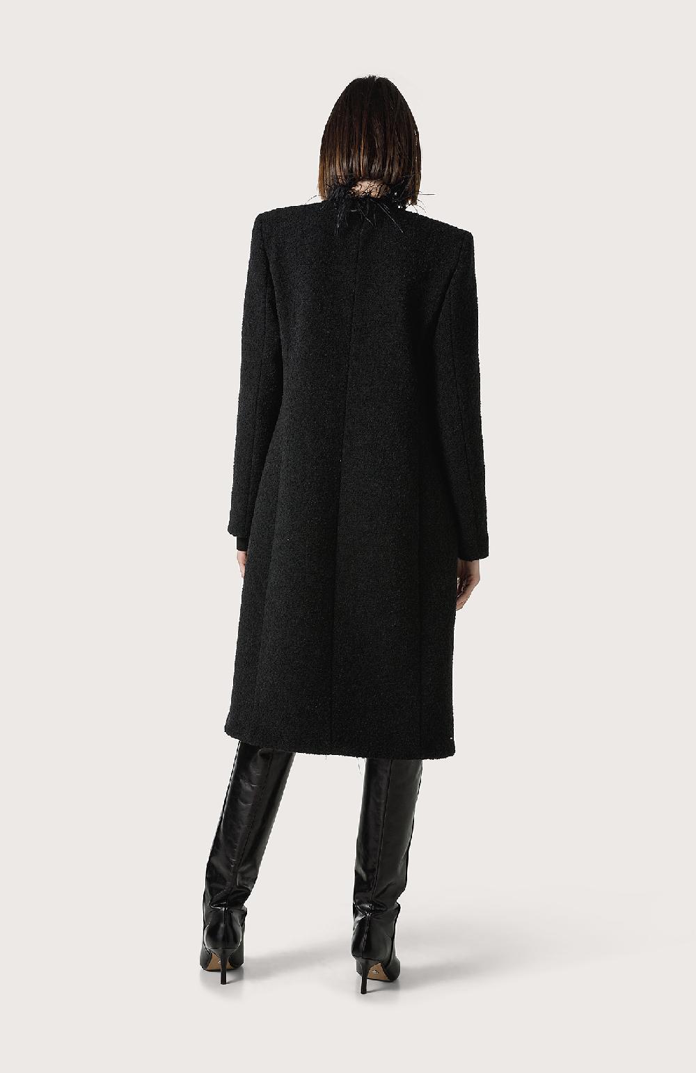 Seventy Cappotto bouclè con piume - Col. Nero Vendita Economica