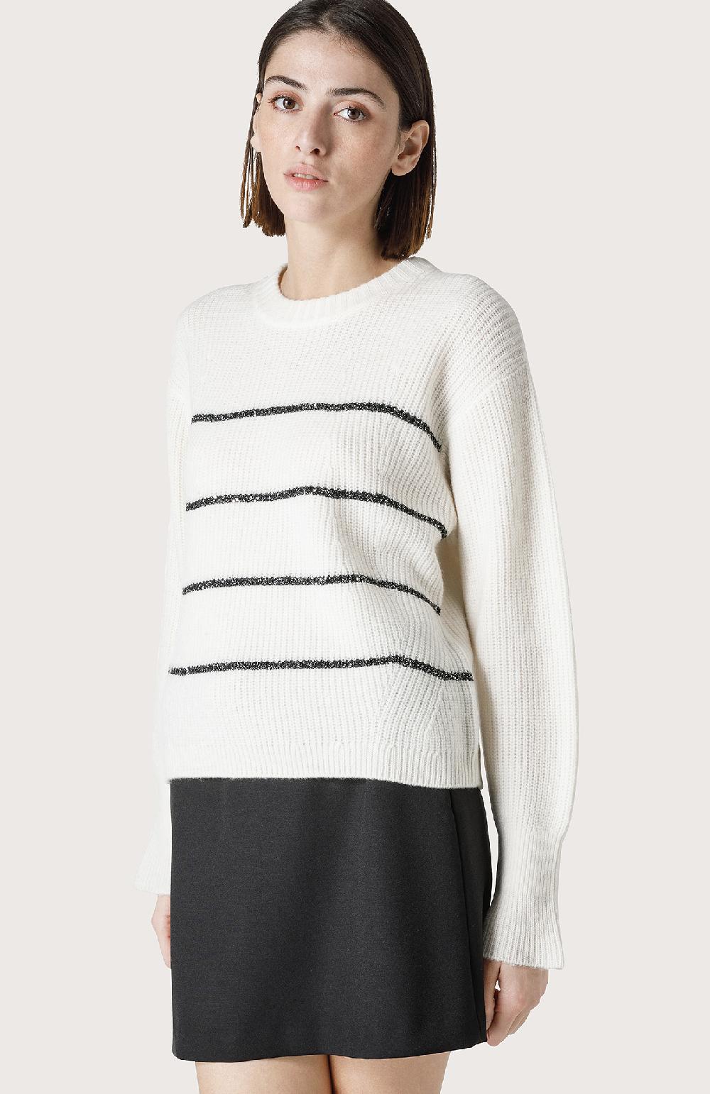 Seventy Maglia con righe in lurex - Col. Bianco Consegna Veloce