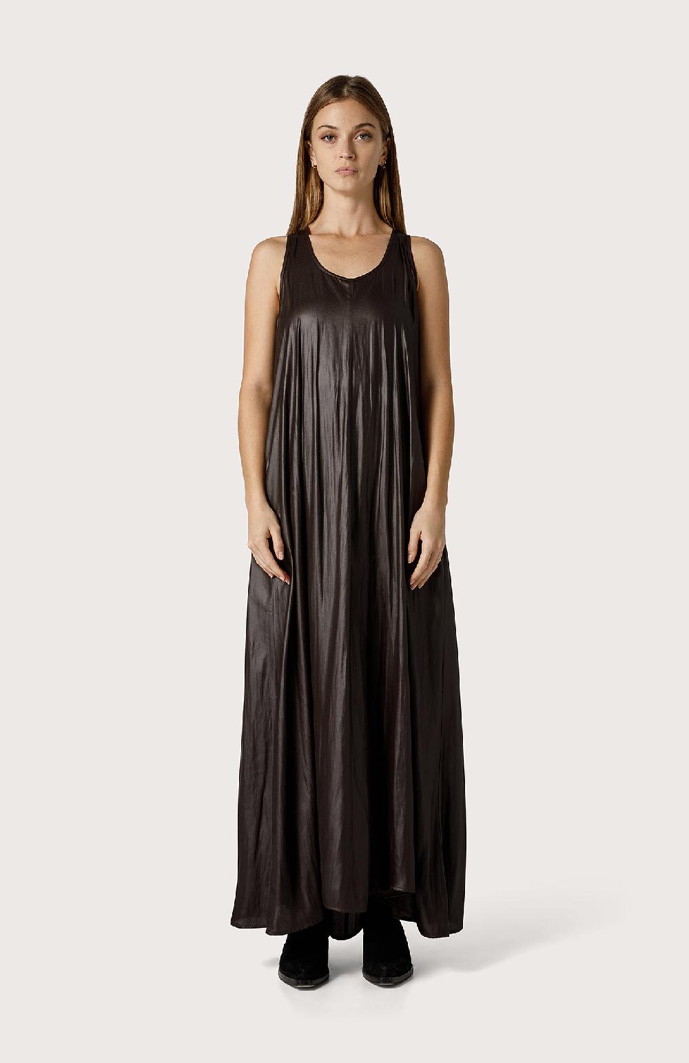 Seventy Abito smanicato in georgette spalmata - Col. Marrone Presa