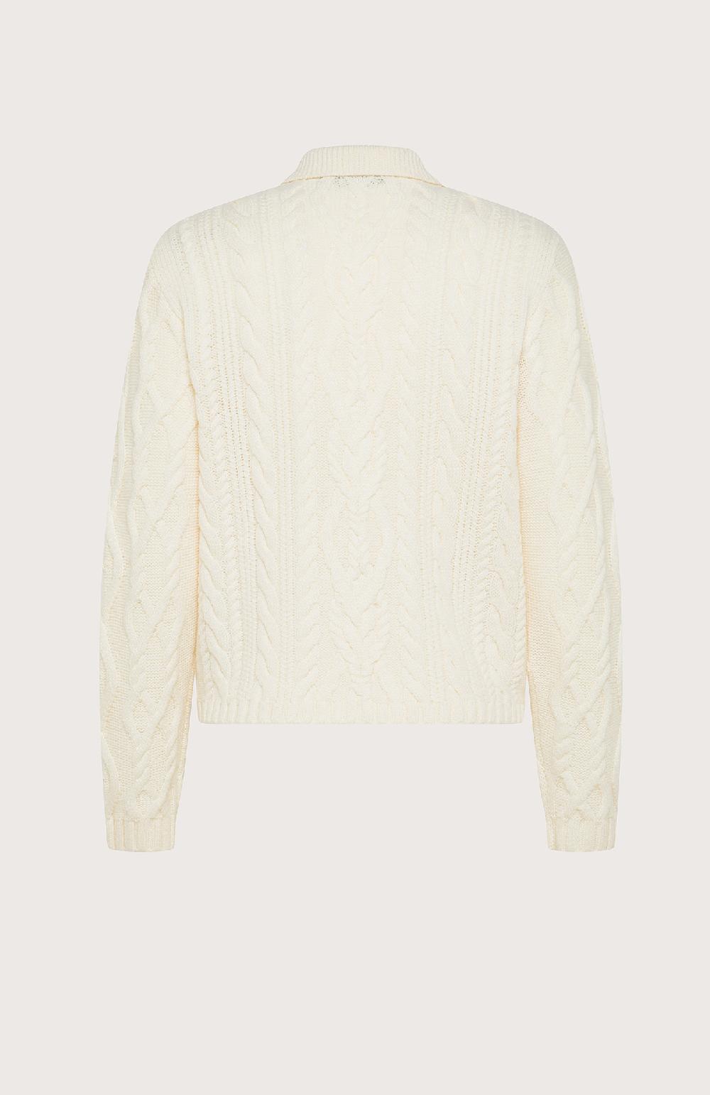Seventy Cardigan a trecce con colletto in punto norvegese - Col. Neutro Economico