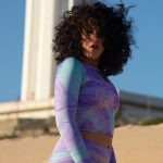Sort of looser Eco-Crop Top Yoga_Violet Spedizione Gratuita