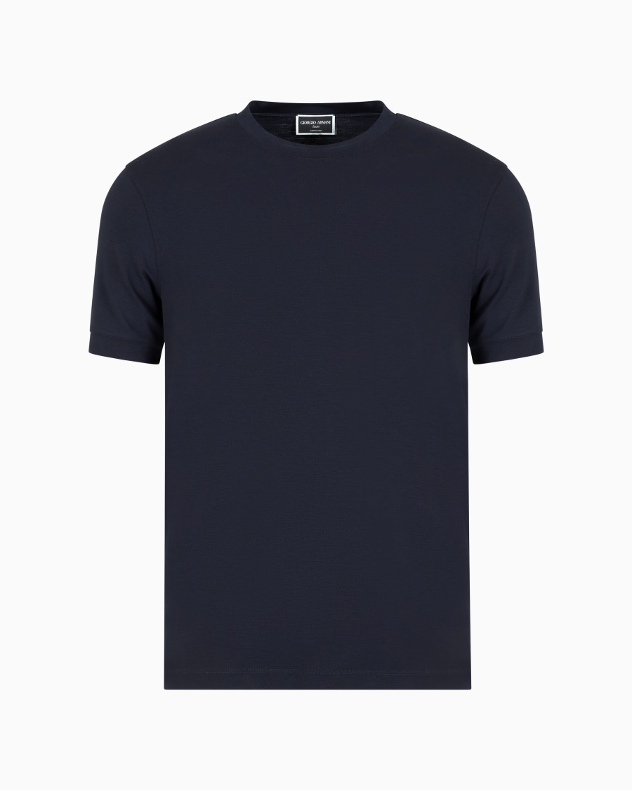 ﻿The world of armani T-SHIRT GIROCOLLO ICON IN JERSEY DI VISCOSA STRETCH