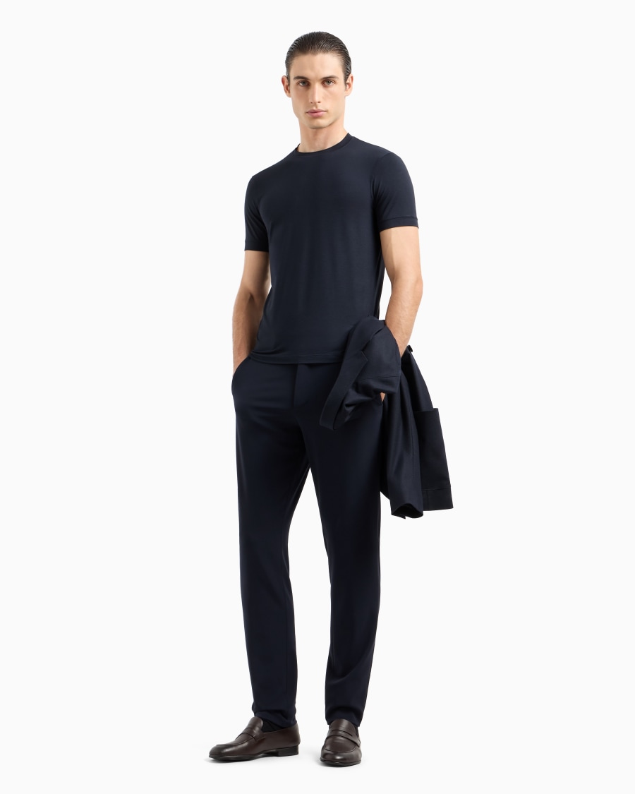 ﻿The world of armani T-SHIRT GIROCOLLO ICON IN JERSEY DI VISCOSA STRETCH 2025