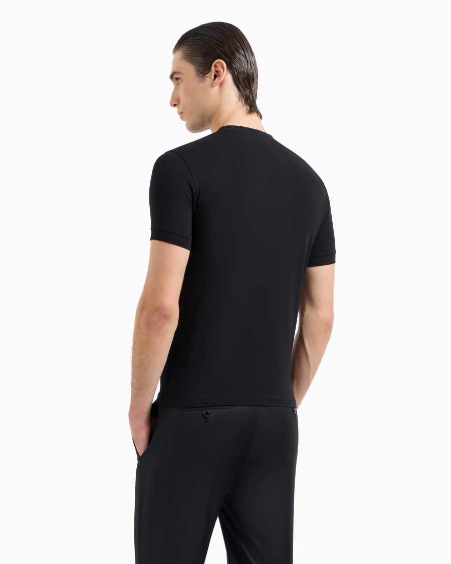 The world of armani T-SHIRT GIROCOLLO ICON IN JERSEY DI VISCOSA STRETCH Qualità