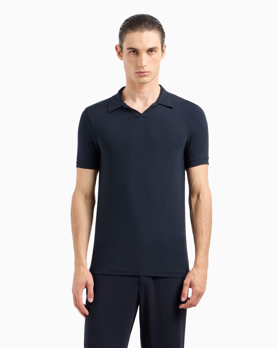 The world of armani POLO A MANICHE CORTE IN JERSEY DI VISCOSA STRETCH Spedizione Gratuita
