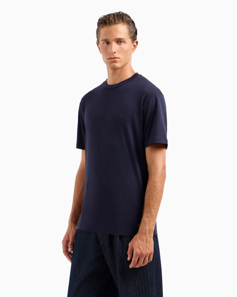 The world of armani T-SHIRT GIROCOLLO IN INTERLOCK DI COTONE E CASHMERE Promozione Limitata