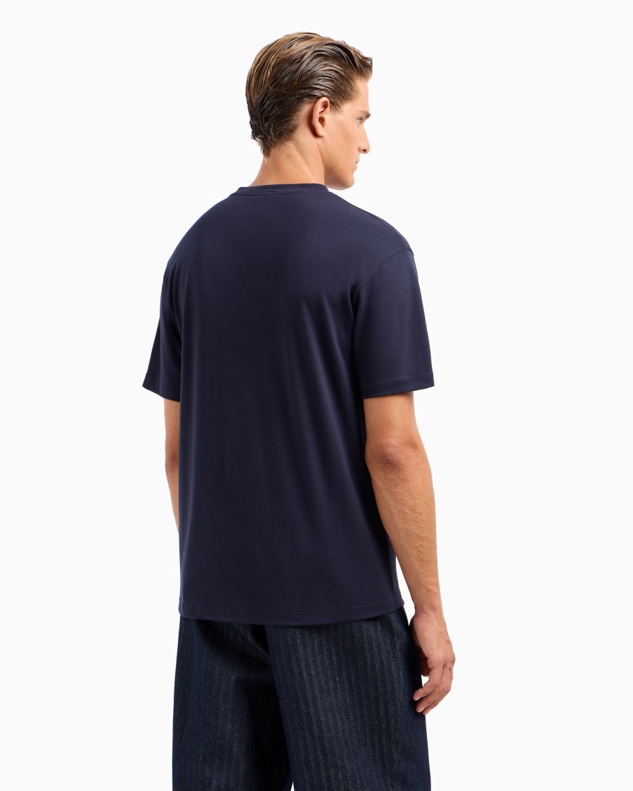 The world of armani T-SHIRT GIROCOLLO IN INTERLOCK DI COTONE E CASHMERE Promozione Limitata