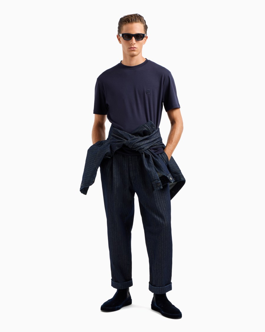 The world of armani T-SHIRT GIROCOLLO IN INTERLOCK DI COTONE E CASHMERE Promozione Limitata