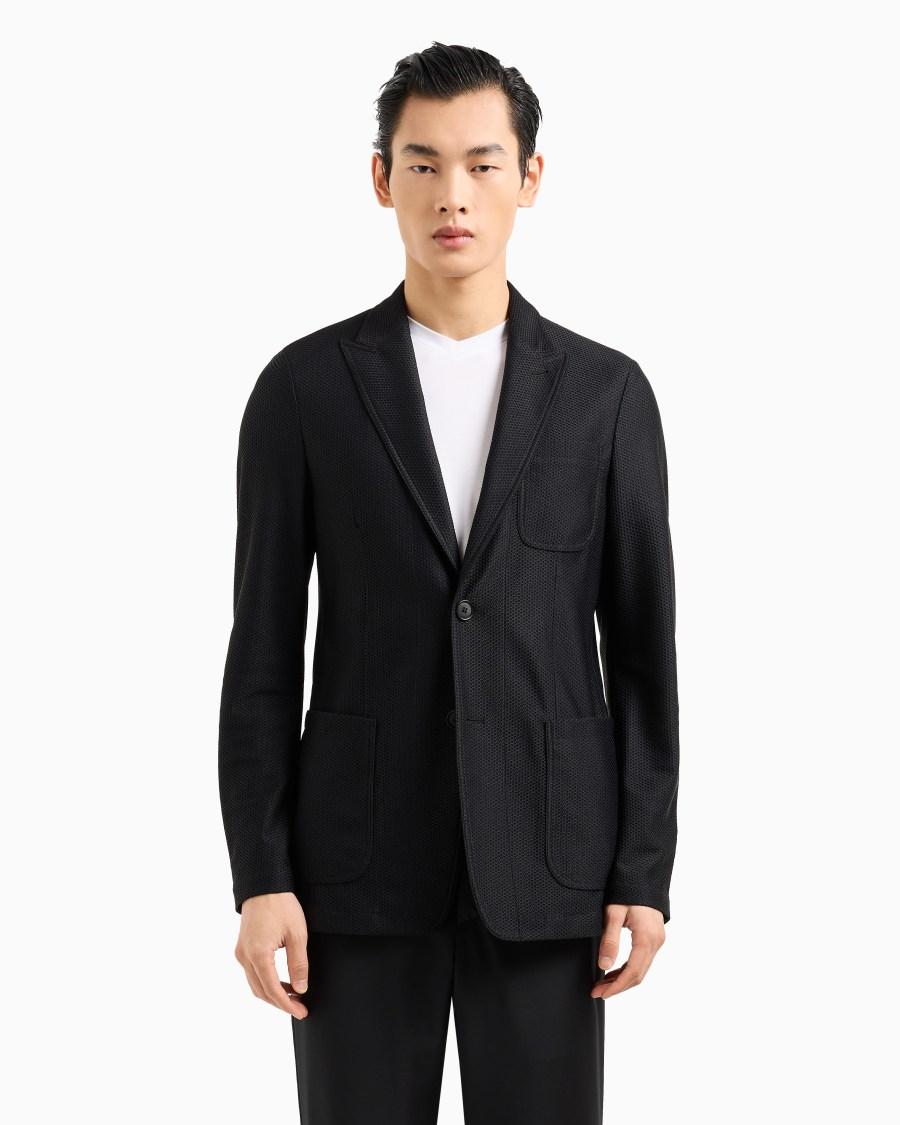 The world of armani GIACCA MONOPETTO ICON IN GAUFRÉ TECNICO Fino Al -60%
