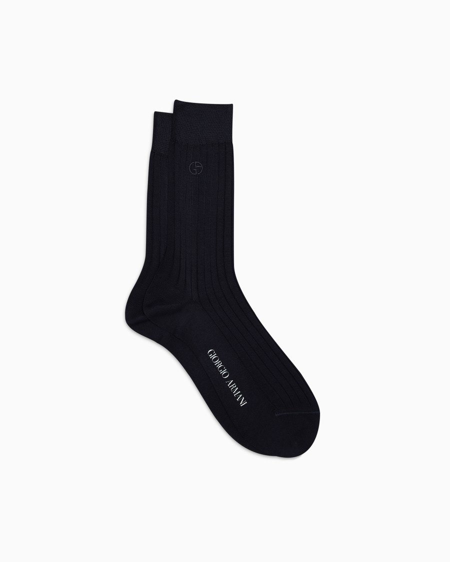 The world of armani CALZE CORTE CON LOGO RICAMATO