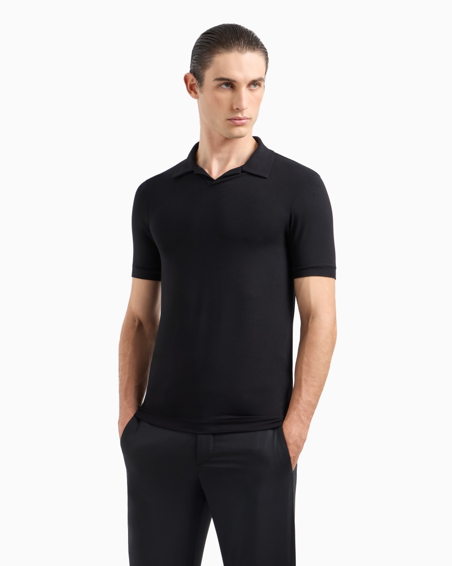 The world of armani POLO A MANICHE CORTE IN JERSEY DI VISCOSA STRETCH Sottocosto