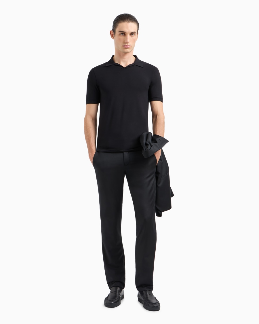 The world of armani POLO A MANICHE CORTE IN JERSEY DI VISCOSA STRETCH Sottocosto