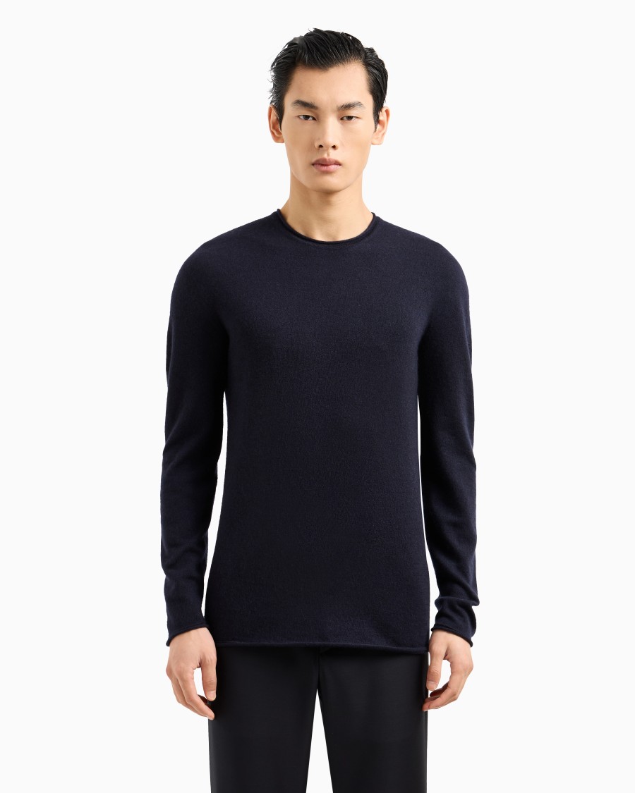 The world of armani MAGLIA GIROCOLLO ICON IN INTERLOCK DI CASHMERE Online