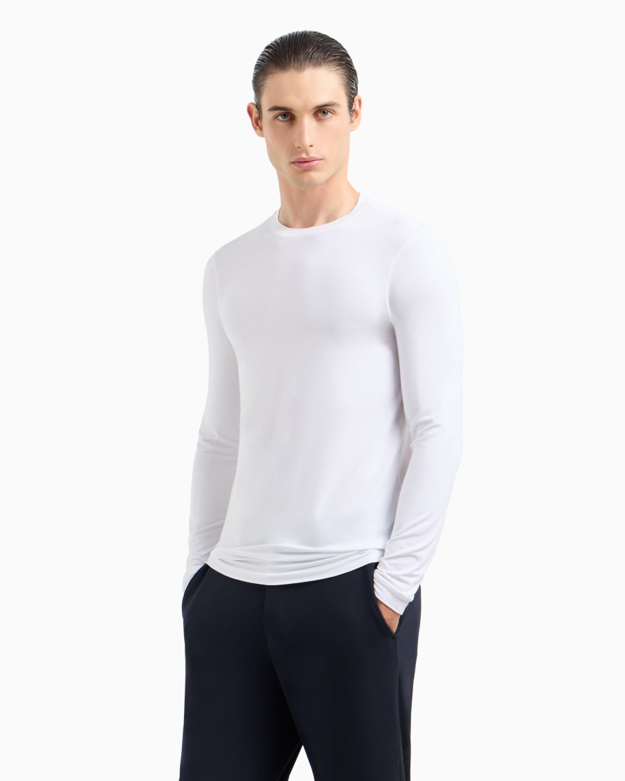 The world of armani MAGLIA GIROCOLLO A MANICHE LUNGHE IN JERSEY DI VISCOSA STRETCH Saldi Di Fabbrica