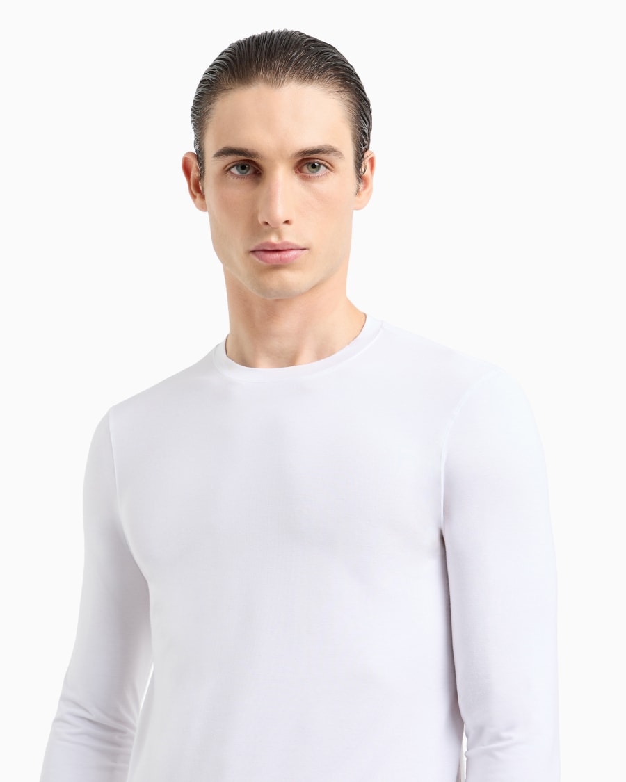 The world of armani MAGLIA GIROCOLLO A MANICHE LUNGHE IN JERSEY DI VISCOSA STRETCH Saldi Di Fabbrica