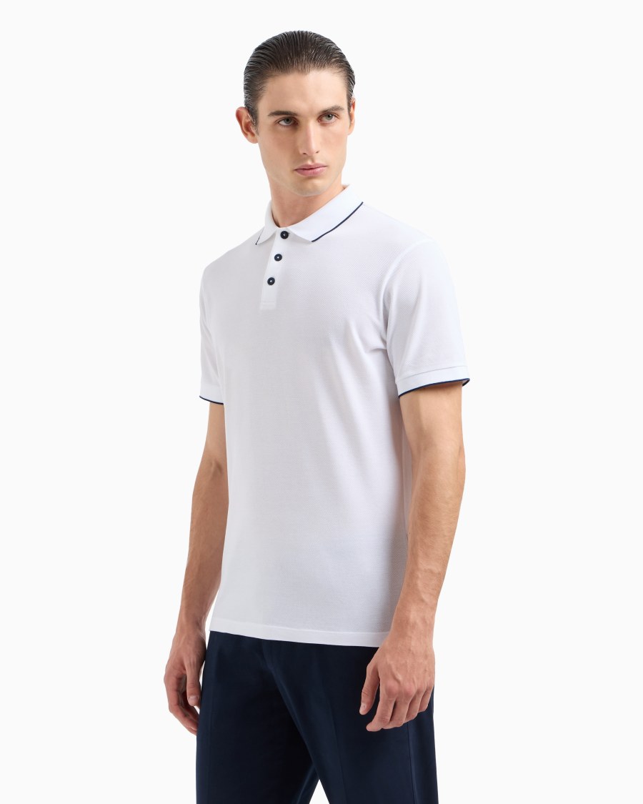 The world of armani POLO IN PIQUET DI COTONE FILO DI SCOZIA Vendite Flash