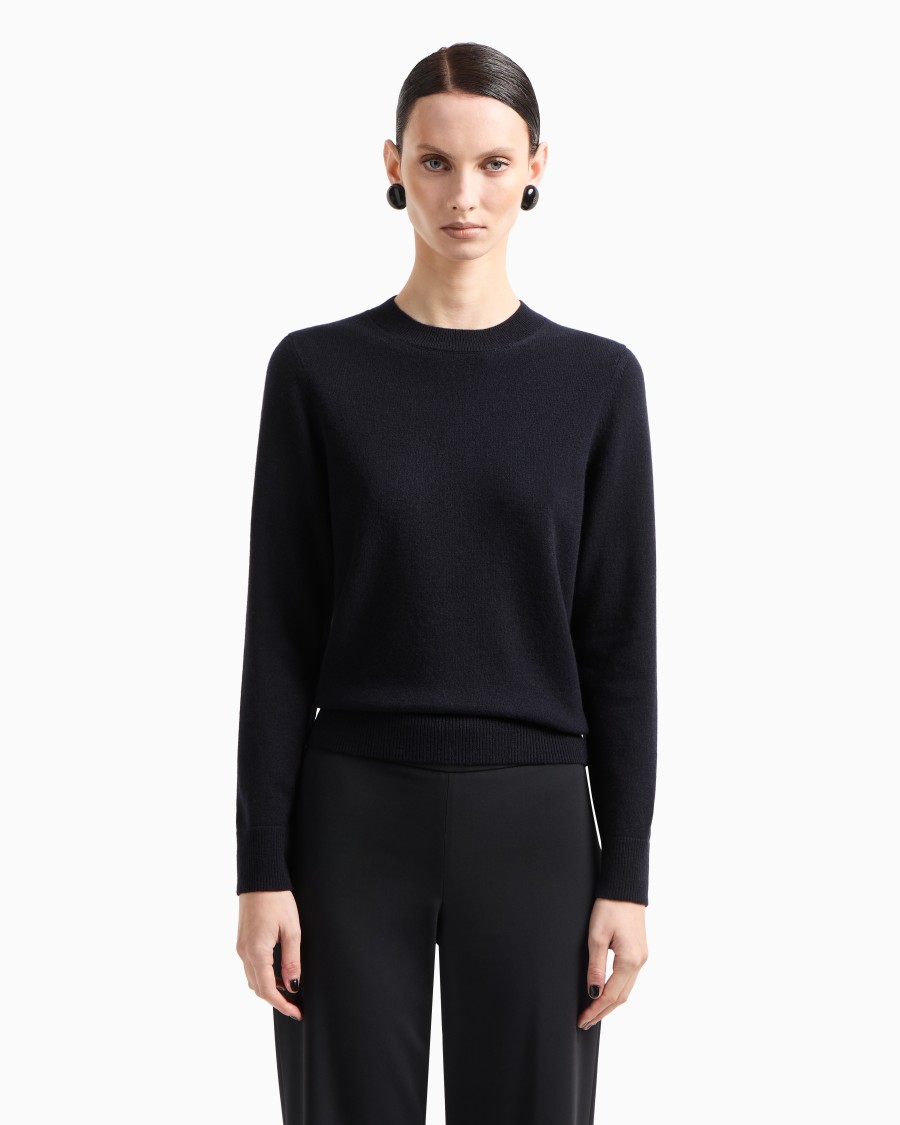 The world of armani MAGLIONE IN CASHMERE CON PROFILI A COSTE Negozi Online