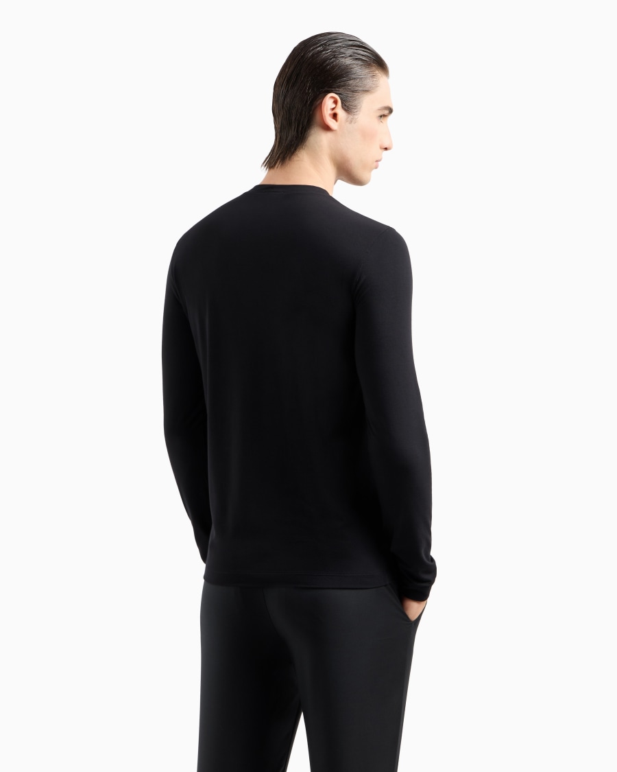 The world of armani MAGLIA GIROCOLLO A MANICHE LUNGHE IN JERSEY DI VISCOSA STRETCH Offerte