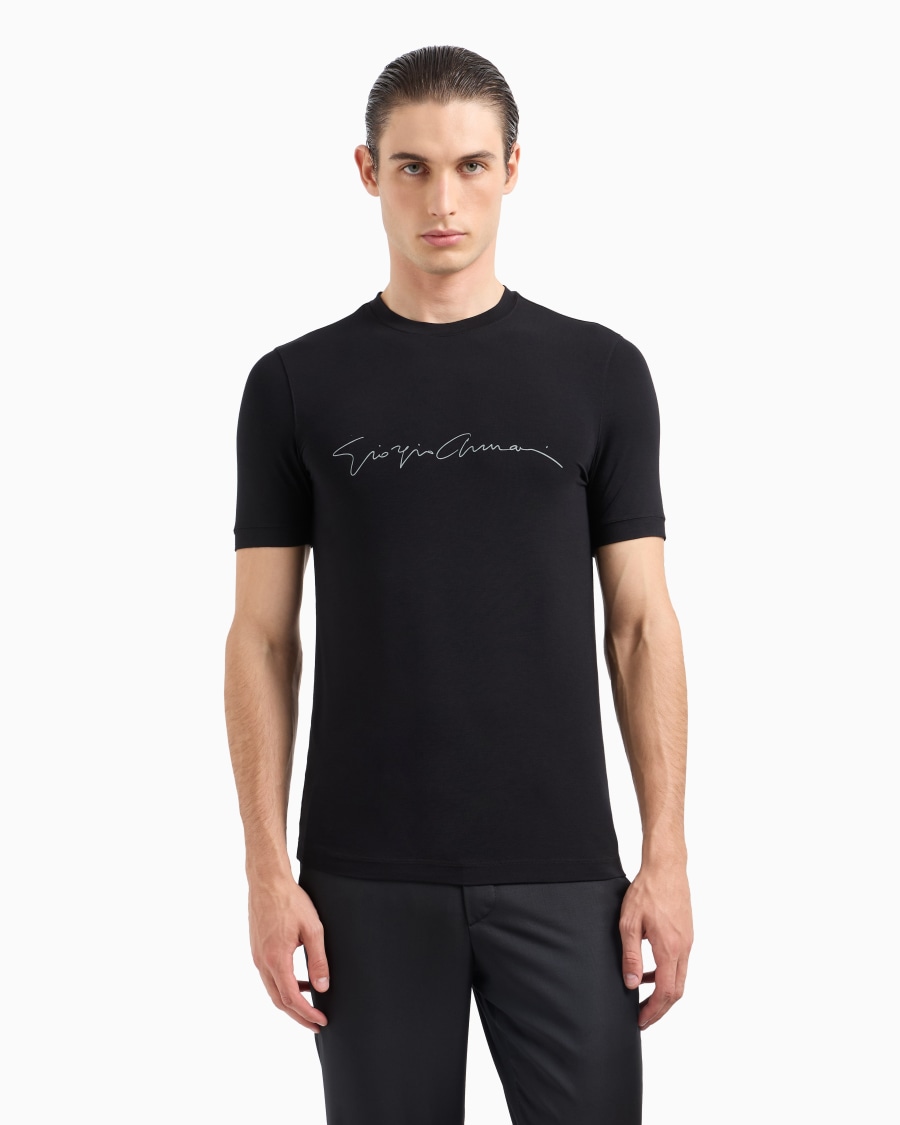 The world of armani T-SHIRT IN JERSEY BAMBOO DI VISCOSA STRETCH Moda