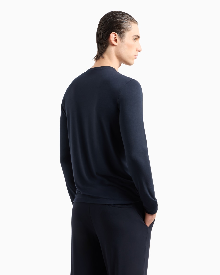 The world of armani MAGLIA GIROCOLLO A MANICHE LUNGHE IN JERSEY DI VISCOSA STRETCH Vendita