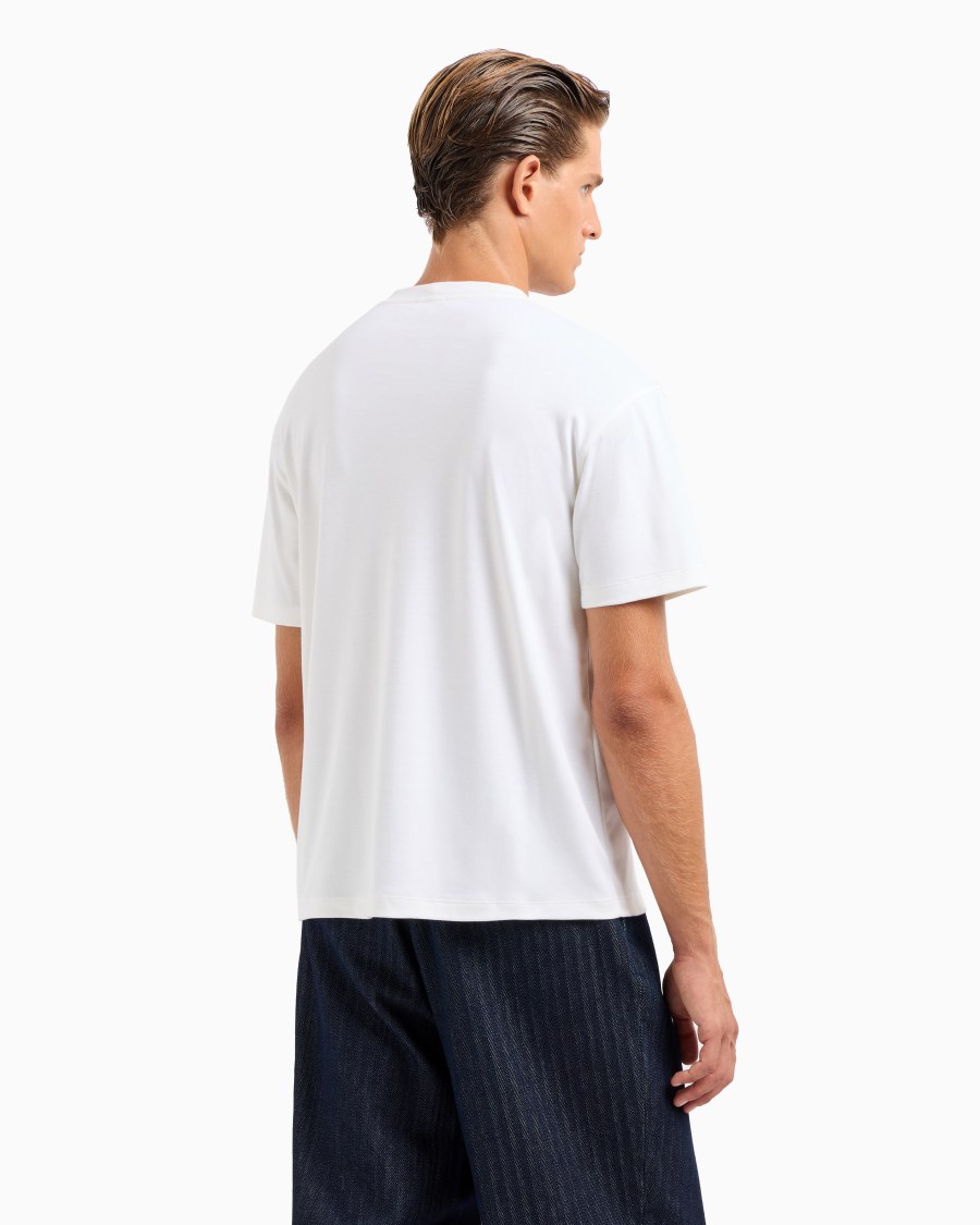 The world of armani T-SHIRT GIROCOLLO IN INTERLOCK DI COTONE E CASHMERE Pezzi Unici