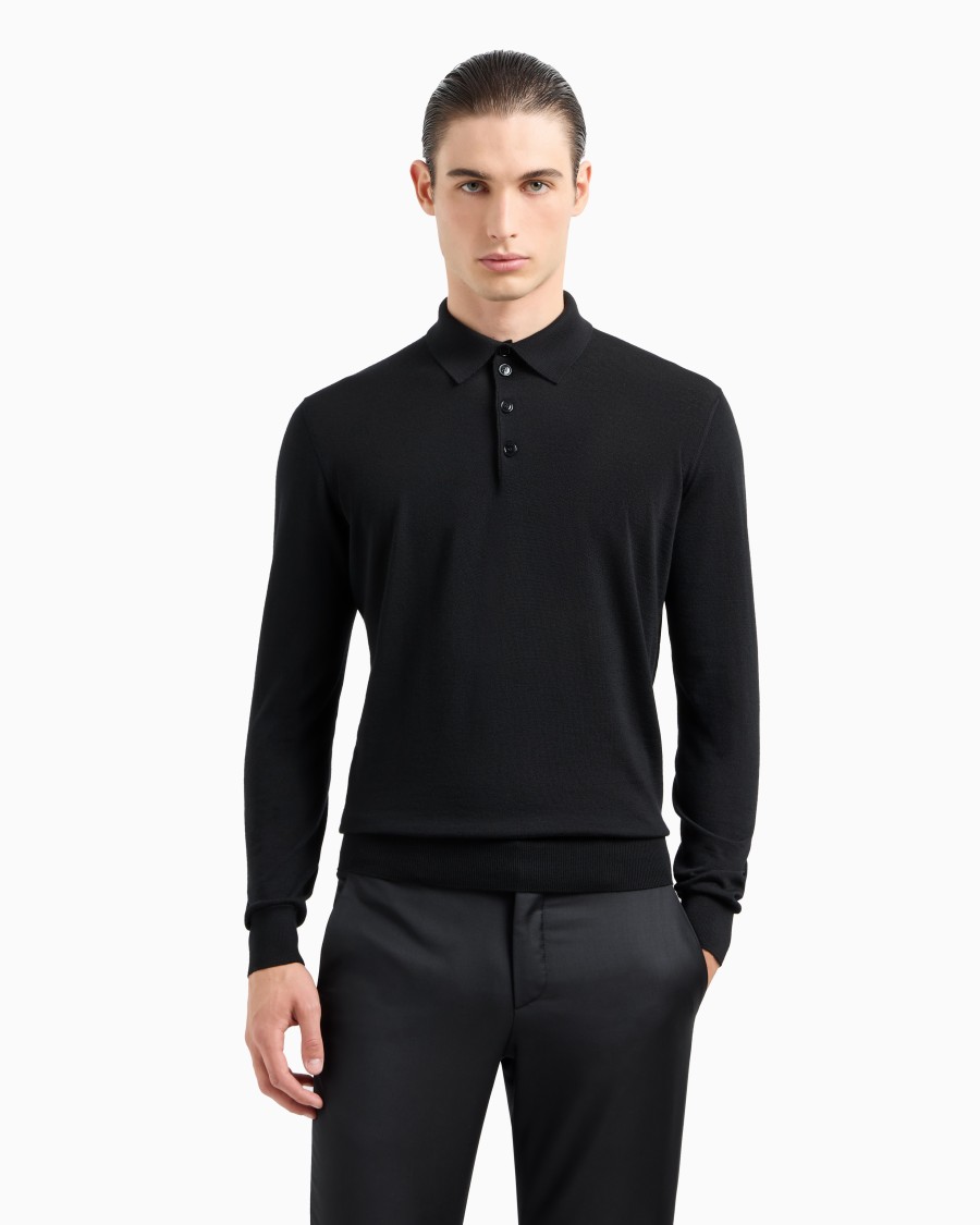 The world of armani POLO A MANICHE LUNGHE IN LANA VERGINE Negozi Online