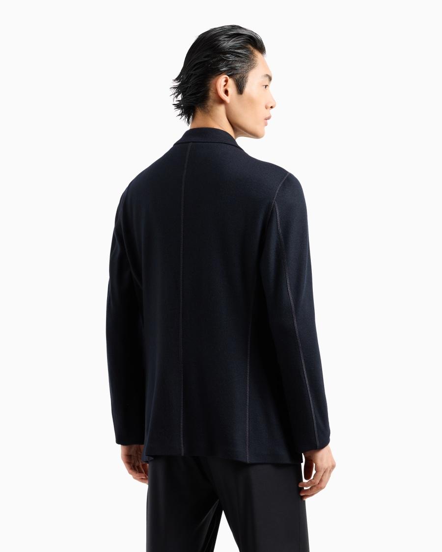 The world of armani GIACCA DOPPIOPETTO ICON IN INTERLOCK DI CASHMERE FOLLATO Fino Al -60%