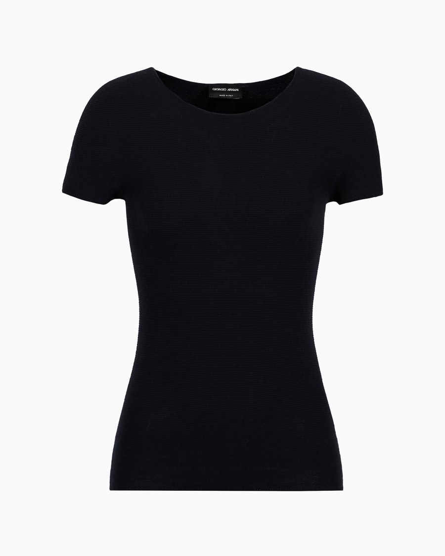 The world of armani MAGLIA A MANICHE CORTE IN VISCOSA PUNTO LINKS