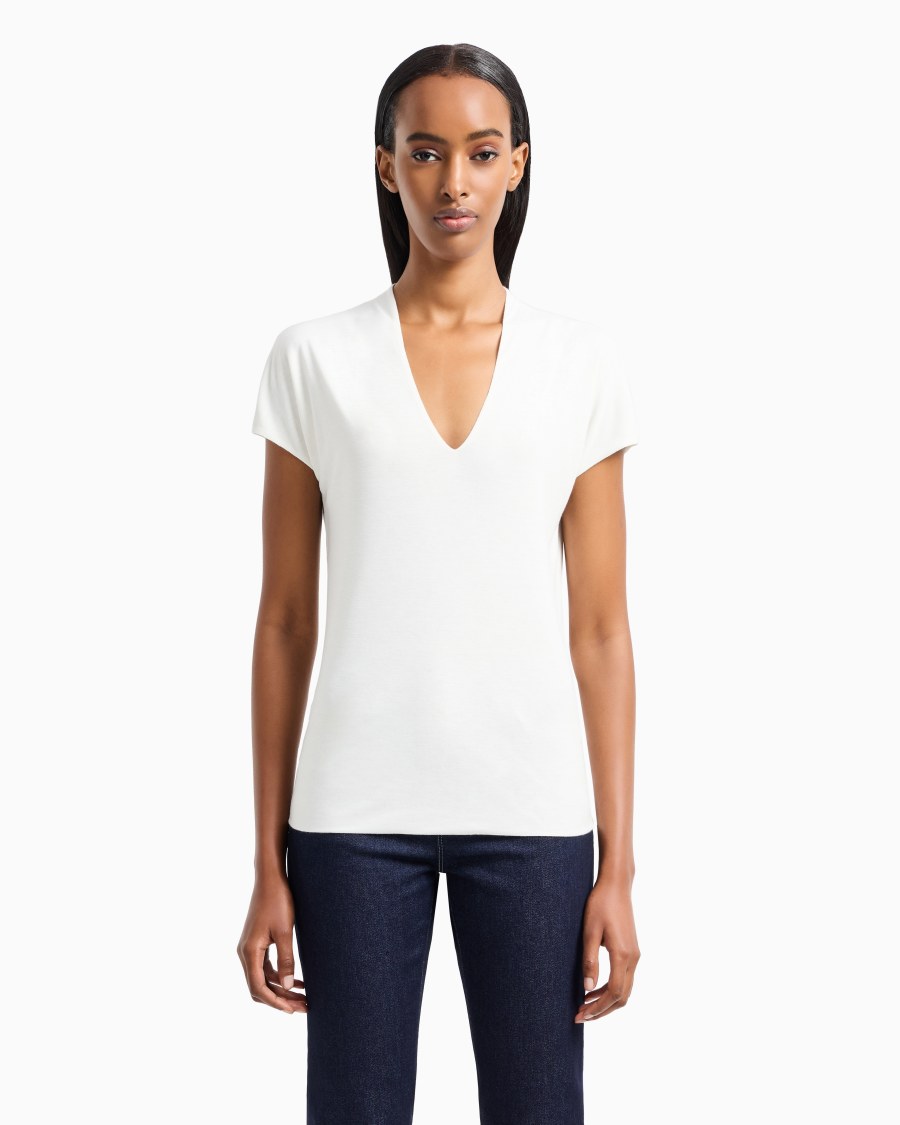 The world of armani TOP CON SCOLLO A V Consegna Veloce
