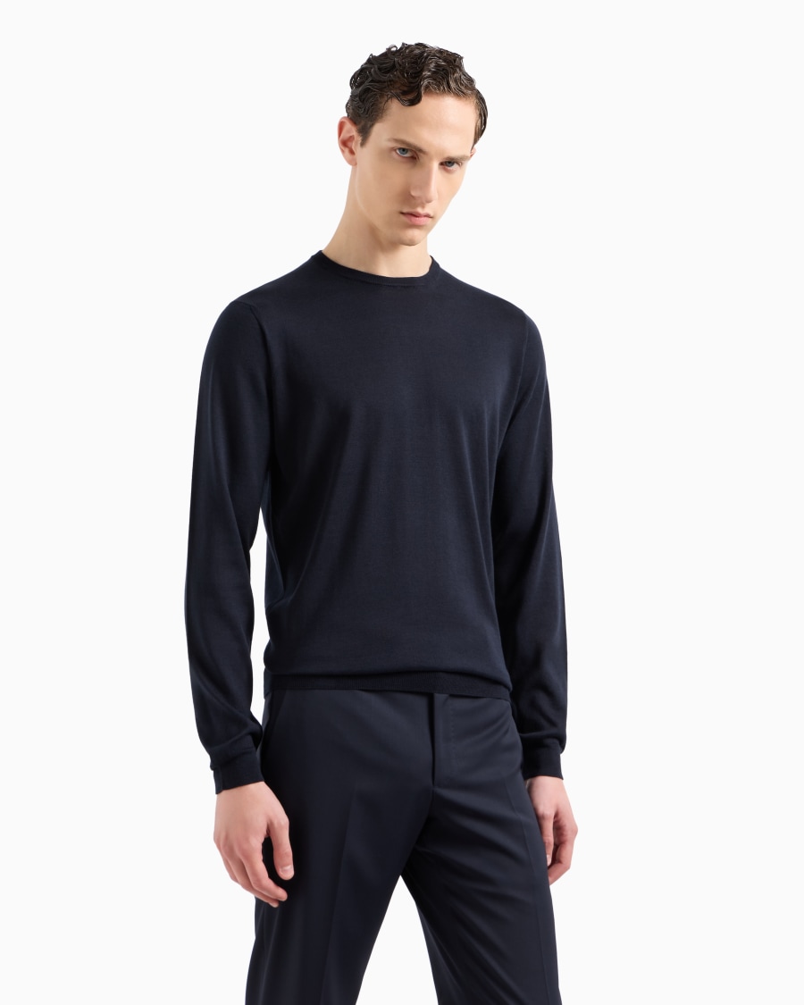 The world of armani MAGLIA GIROCOLLO A MANICA LUNGA IN SETA E COTONE Affare Del Giorno