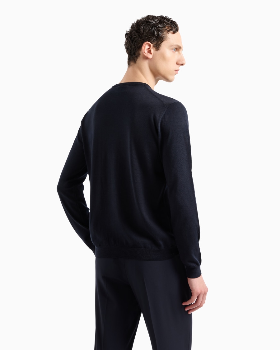 The world of armani MAGLIA GIROCOLLO A MANICA LUNGA IN SETA E COTONE Affare Del Giorno