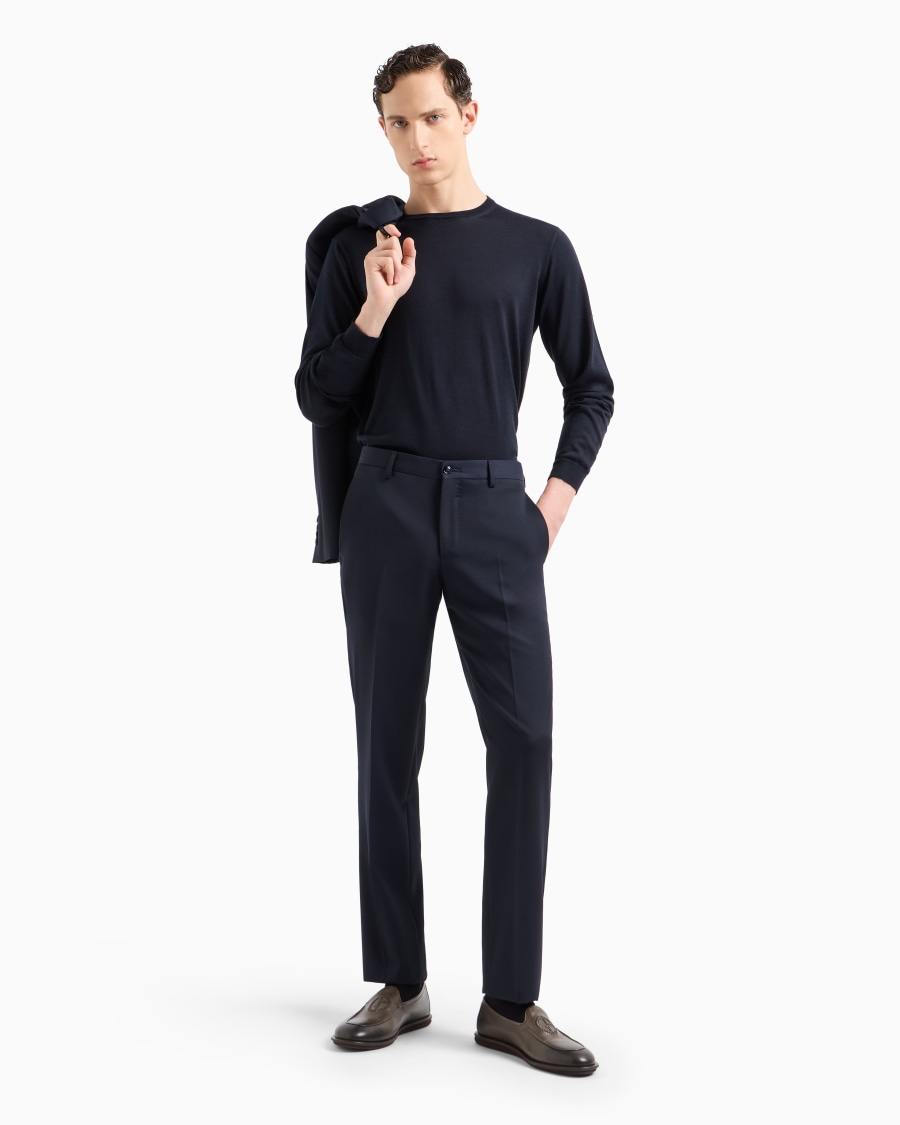 The world of armani MAGLIA GIROCOLLO A MANICA LUNGA IN SETA E COTONE Affare Del Giorno